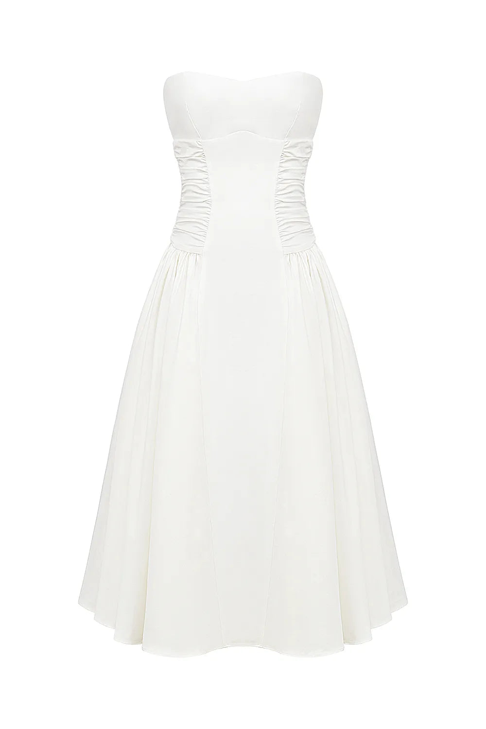 Georgiana White Cotton Strapless Midi Sundress
