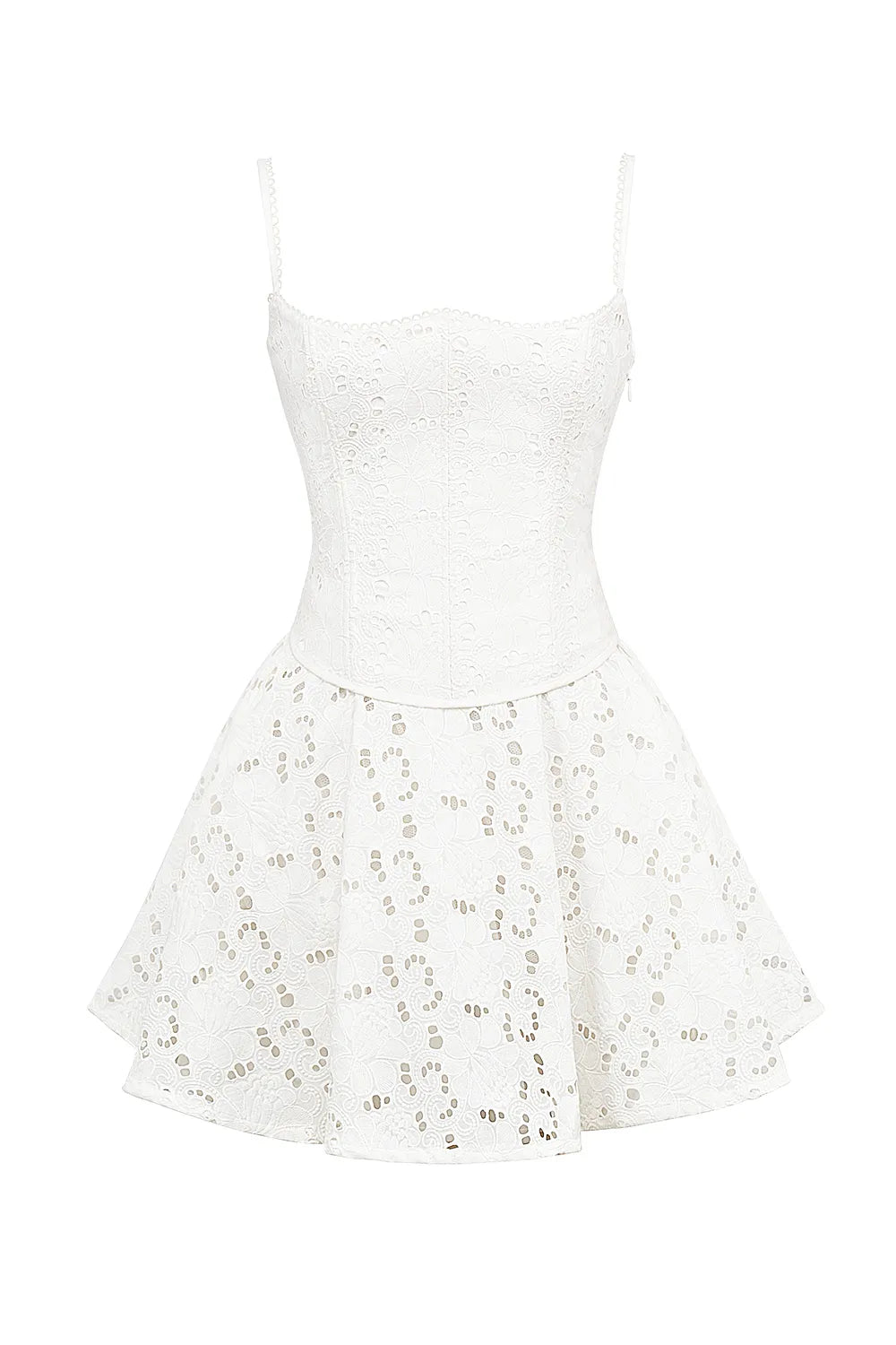 Elara White Broderie Anglais Mini Dress