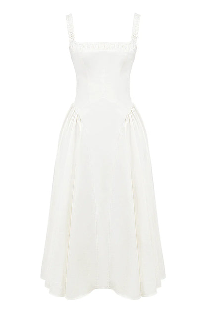 Dorothy White Cotton Midi Sundress