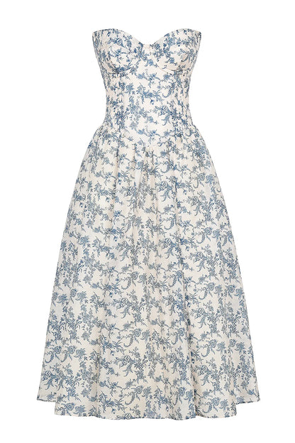Bennett English Porcelain Print Strapless Sundress