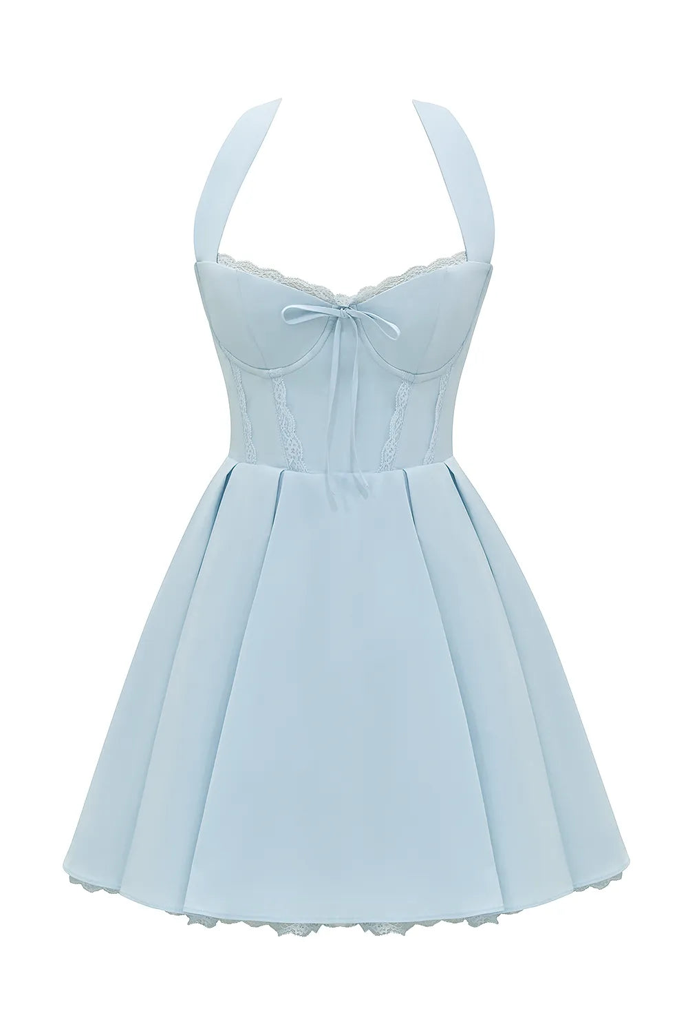 Harriet Bluebell Cotton Halter Mini Dress