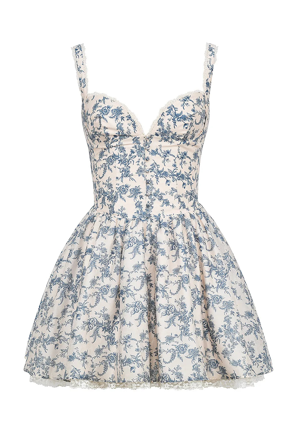 Brigitte English Porcelain Print Corset Mini Dress