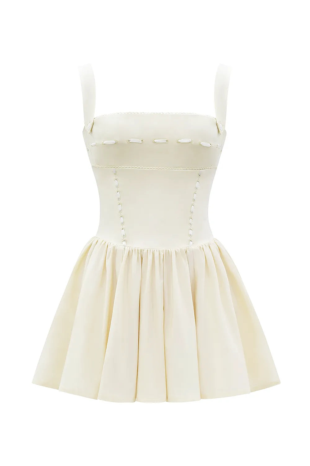 Honor Buttermilk Ribbon Detailed Mini Dress