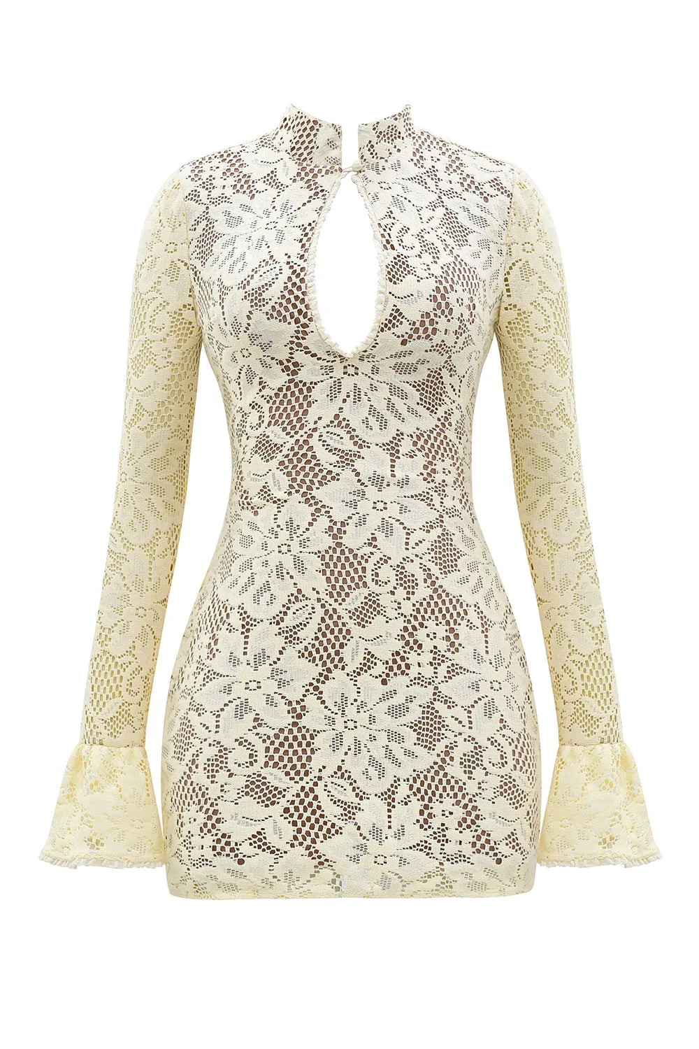 Brianna Buttermilk Keyhole Lace Mini Dress