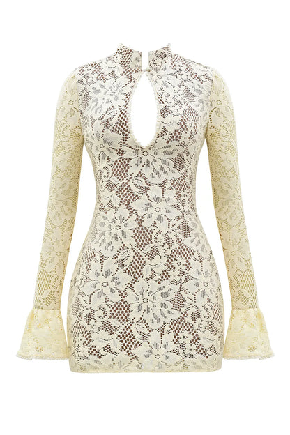 Brianna Buttermilk Keyhole Lace Mini Dress