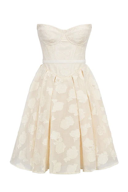 Saige Vintage Cream Floral Strapless Mini Dress
