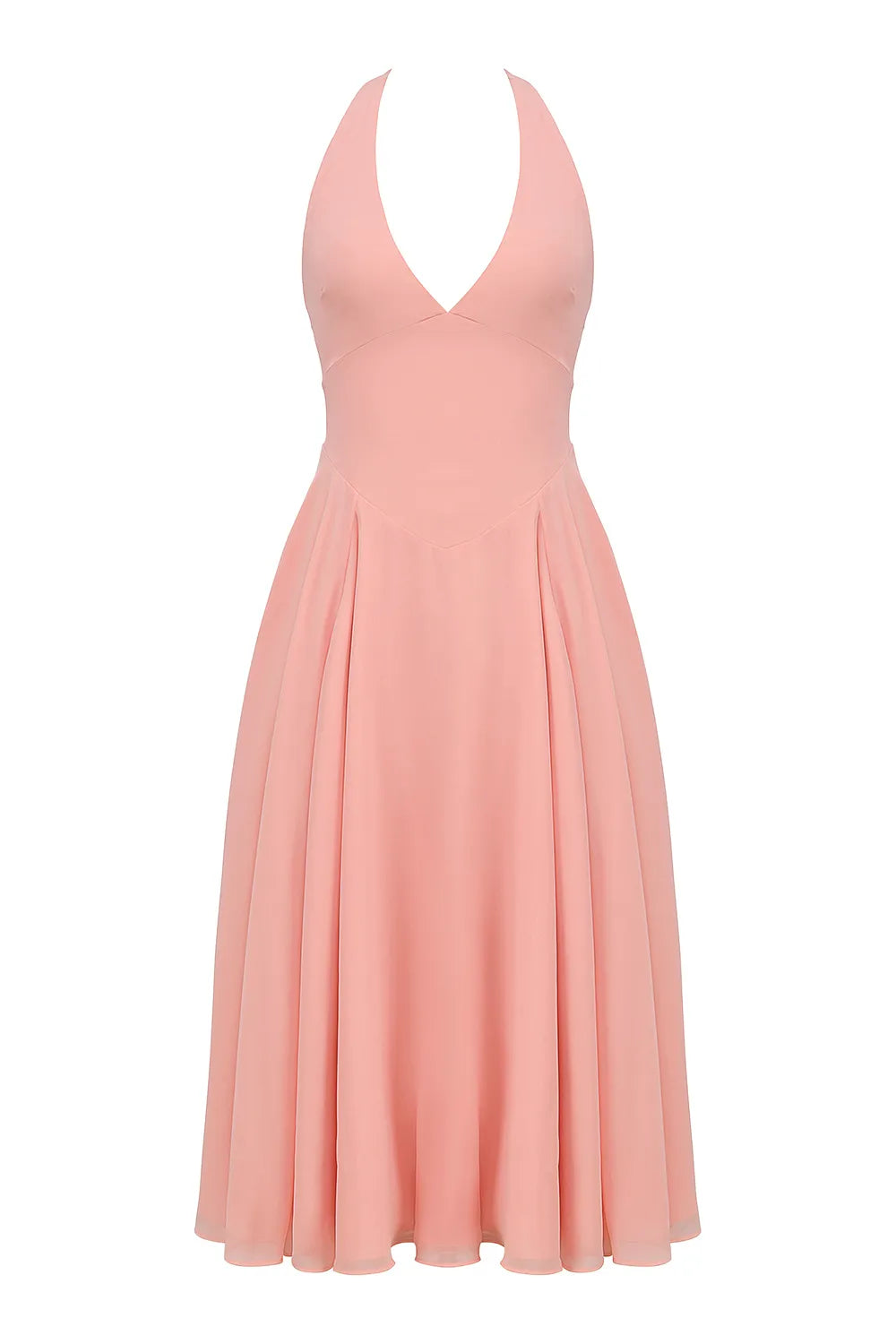Solada Peach Georgette Halter Sundress