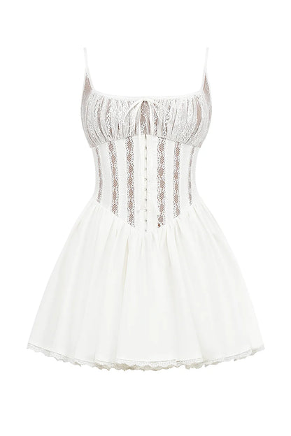 Rosaria White Cotton Corset Mini Dress