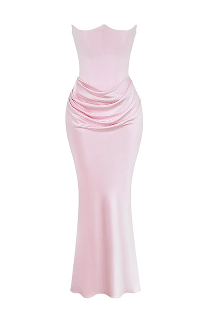 Persephone Rose Shadow Strapless Corset Maxi Dress