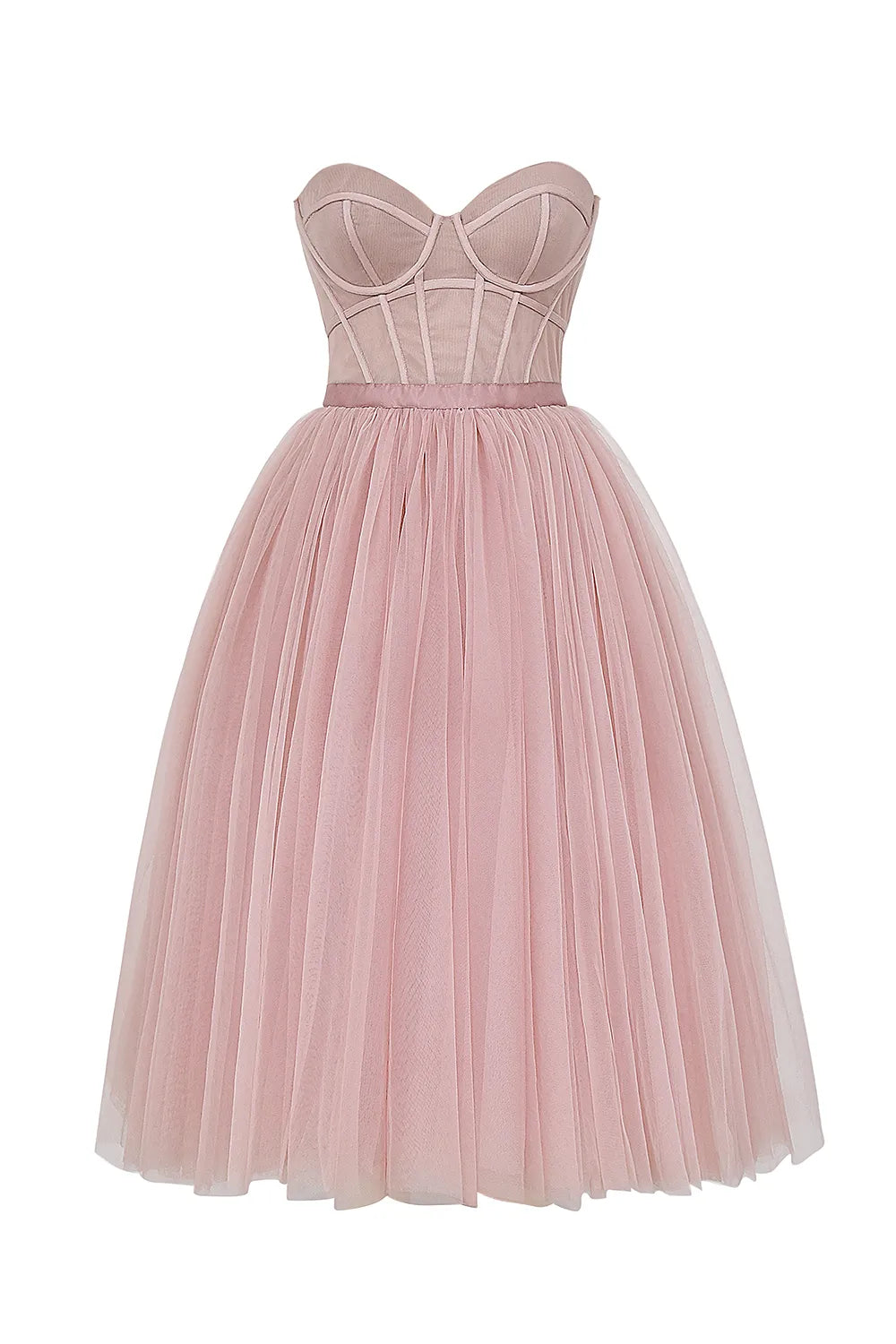 Darling French Rose Tulle Midi Dress