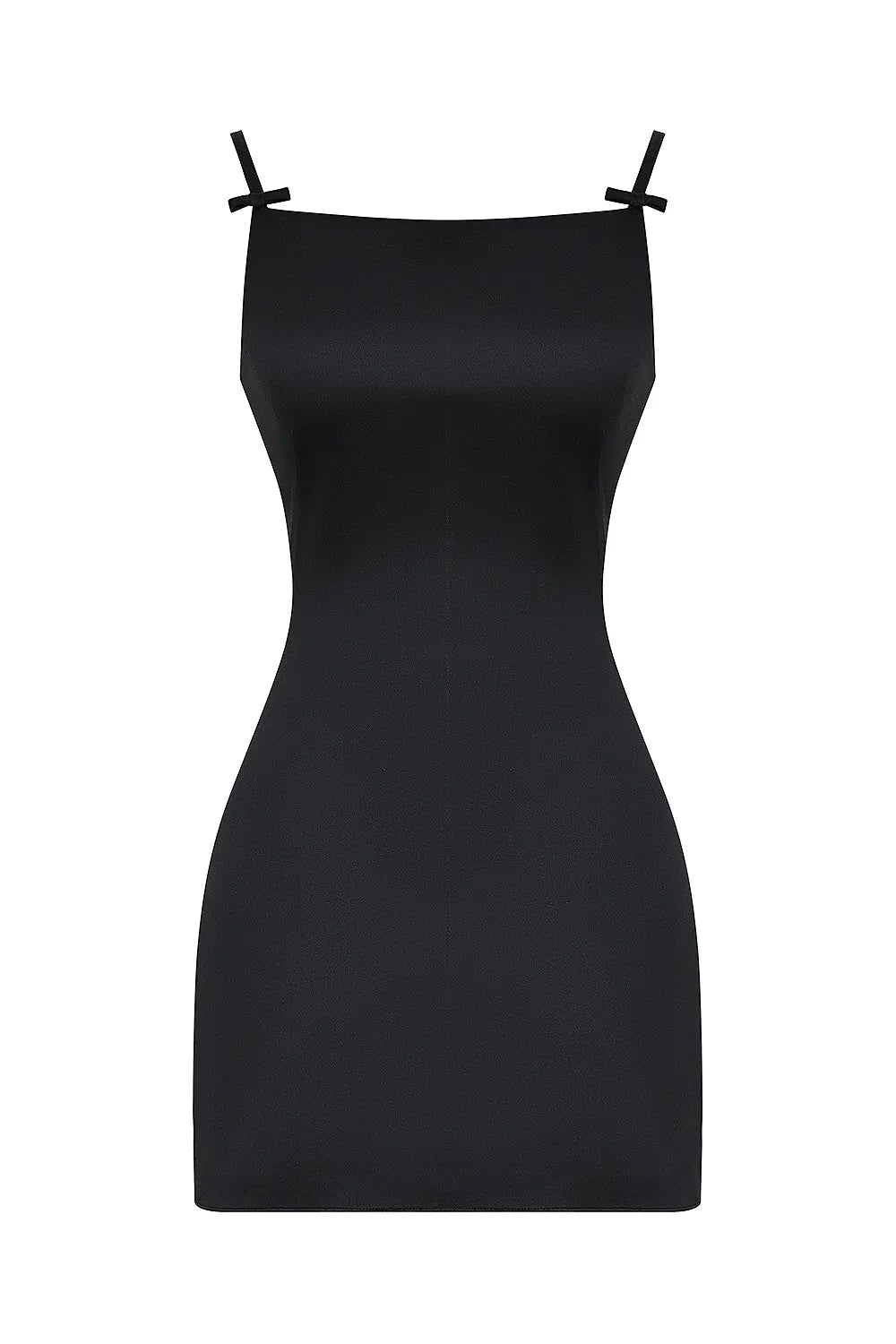 Dainty Black Square Neck A-Line Mini Dress