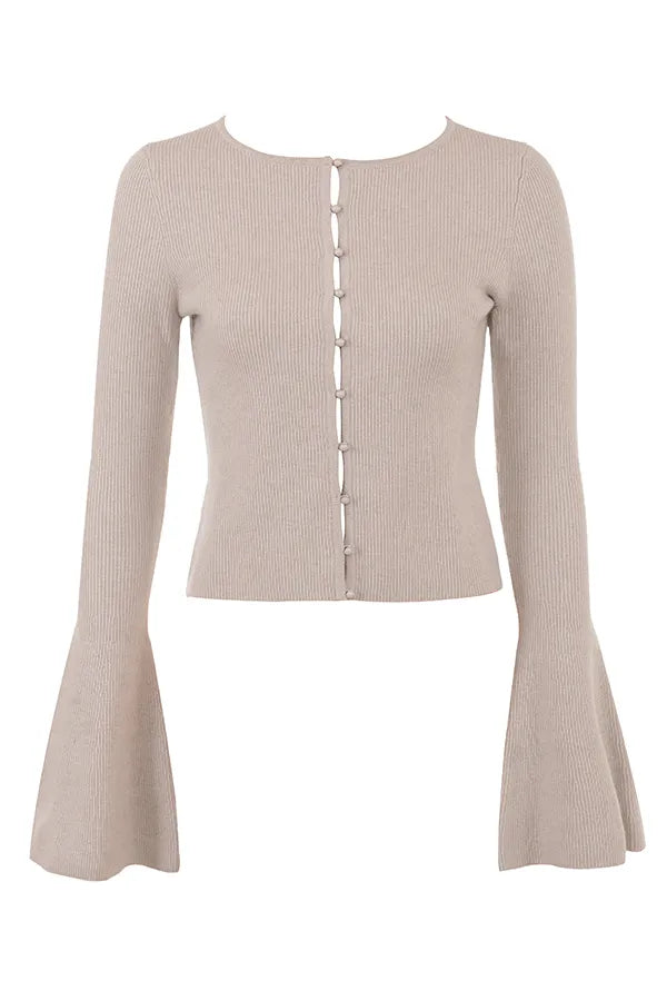 Aster Biscuit Wool Cashmere Long Sleeve Cardigan