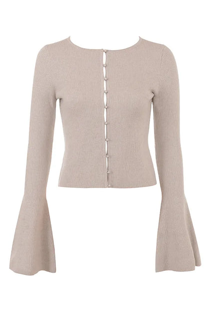 Aster Biscuit Wool Cashmere Long Sleeve Cardigan