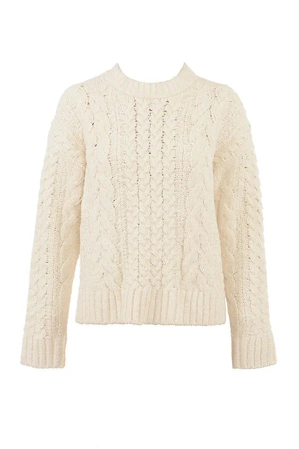 Jasper Cream Chunky Cable Knit Sweater
