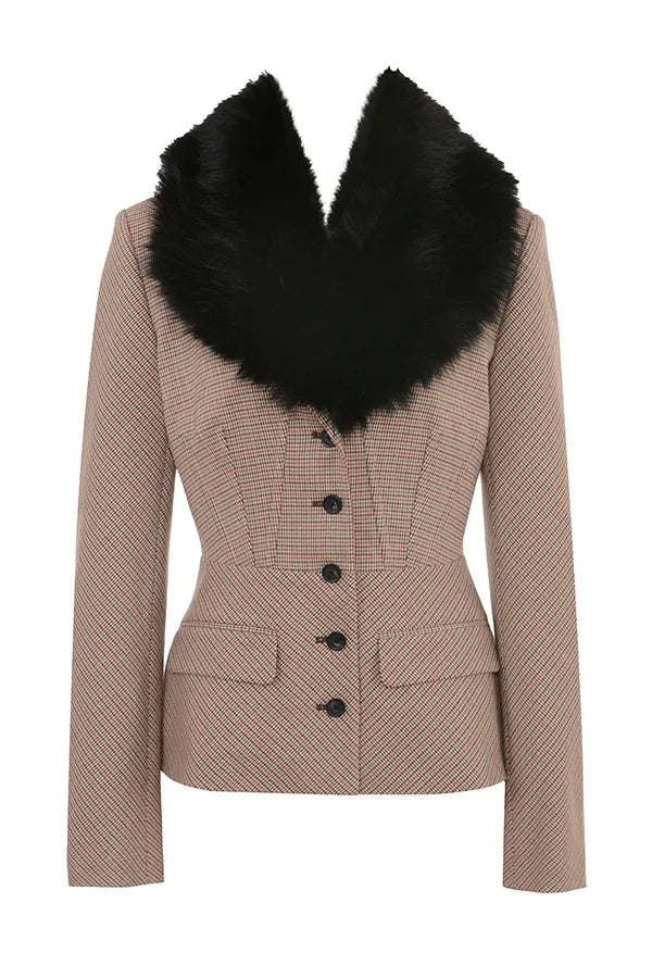 Buckingham Puppytooth Check Hourglass Jacket