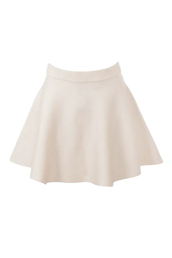 Rosina Cream Wool Cashmere Flounce Mini Skirt