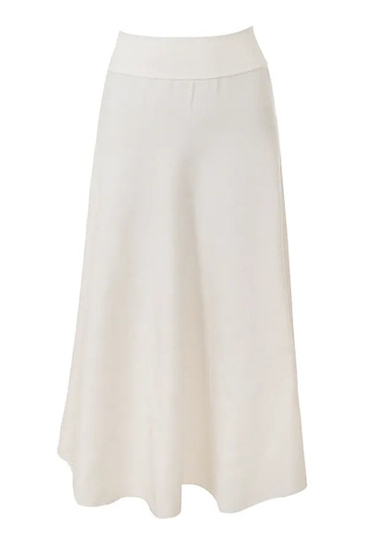 Solara Ivory Wool Mix Flared Midi Skirt