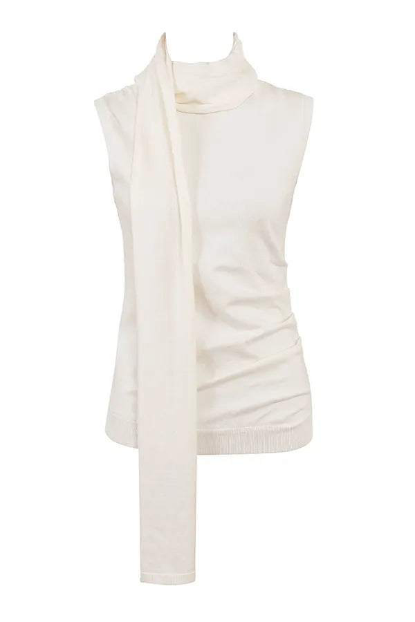 Clementine Ivory Cashmere Draped Tank and Scarf