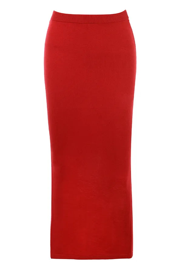 Faith Holly Red Cashmere Blend Midi Skirt