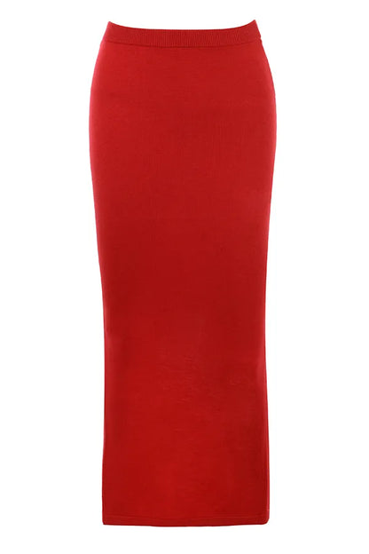 Faith Holly Red Cashmere Blend Midi Skirt