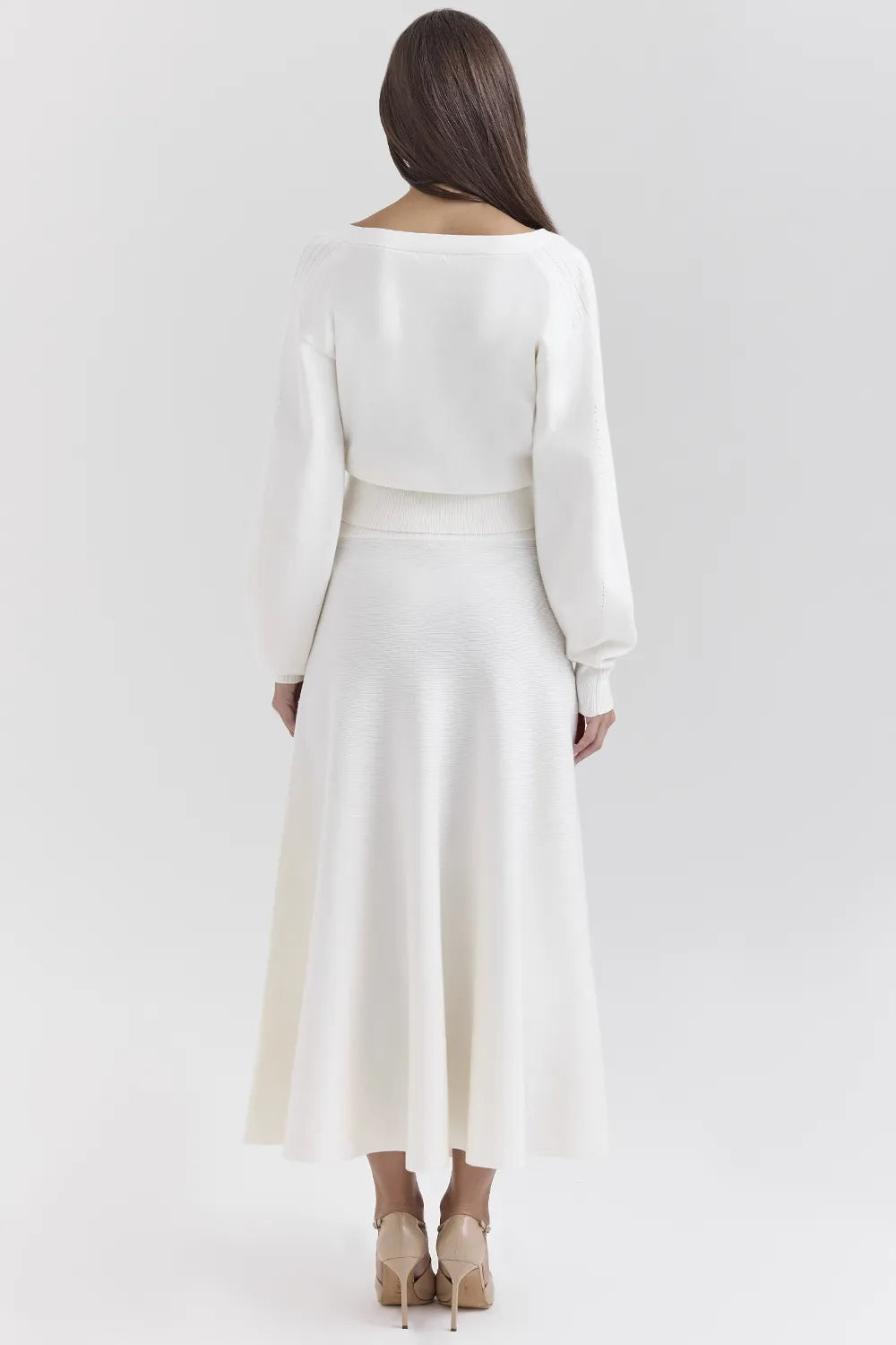 Rowan Ivory Wool Balloon Sleeve Wrap cardigan