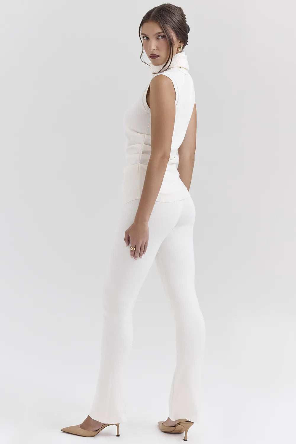 Clementine Ivory Cashmere Draped Tank and Scarf