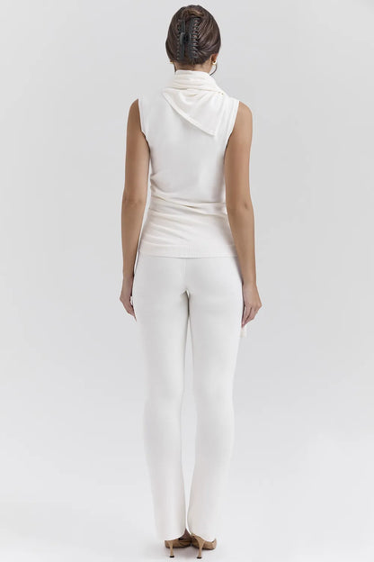 Clementine Ivory Cashmere Draped Tank and Scarf