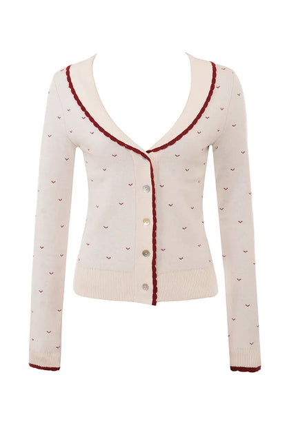 Marla Ivory Cashmere Blend Trimmed Cardigan