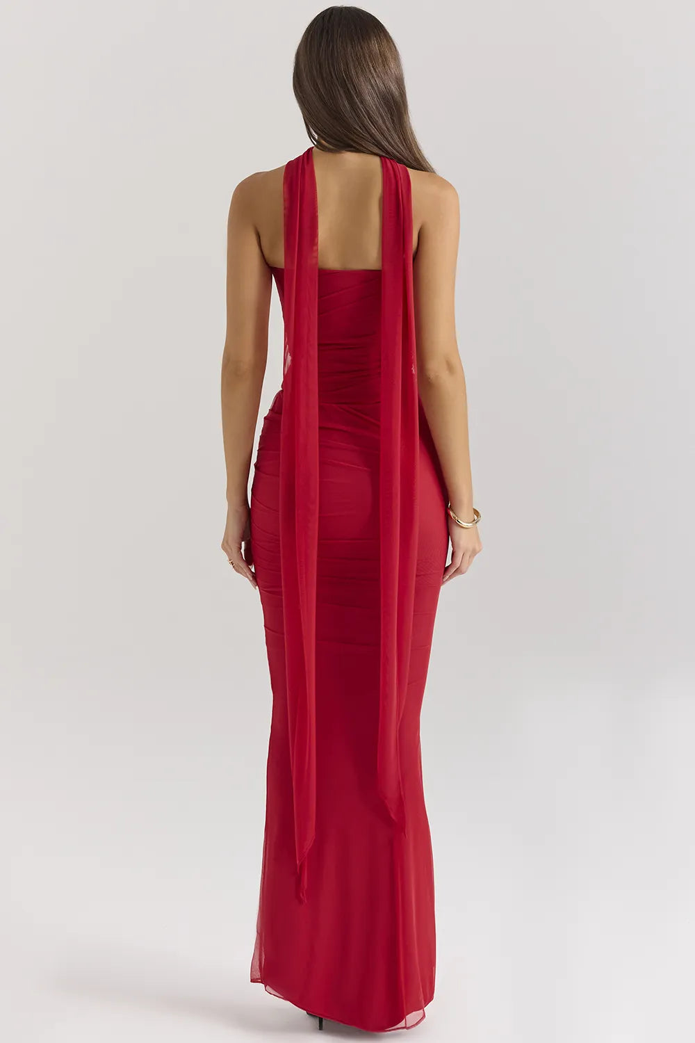 Hallie Holly Red Strapless Corset Top with Detachable Neck Scarf
