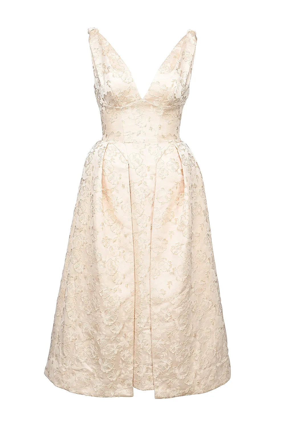 Paloma Ivory Metallic Jacquard Midi Dress