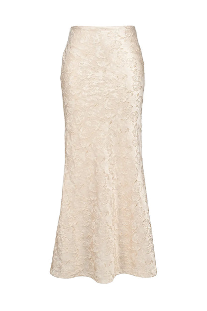 Mara Ivory Metallic Jacquard Maxi Skirt