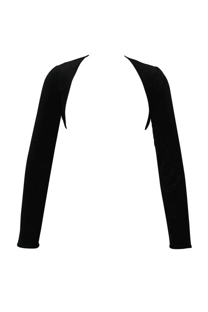 Harmony Black Stretch Velvet Cropped Bolero