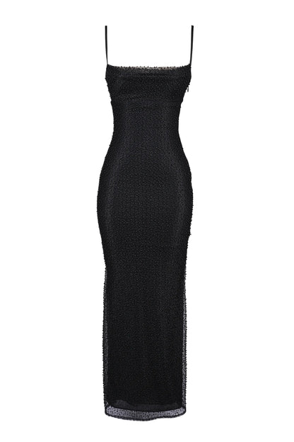 Calla Black Pearl Embellished Maxi Dress