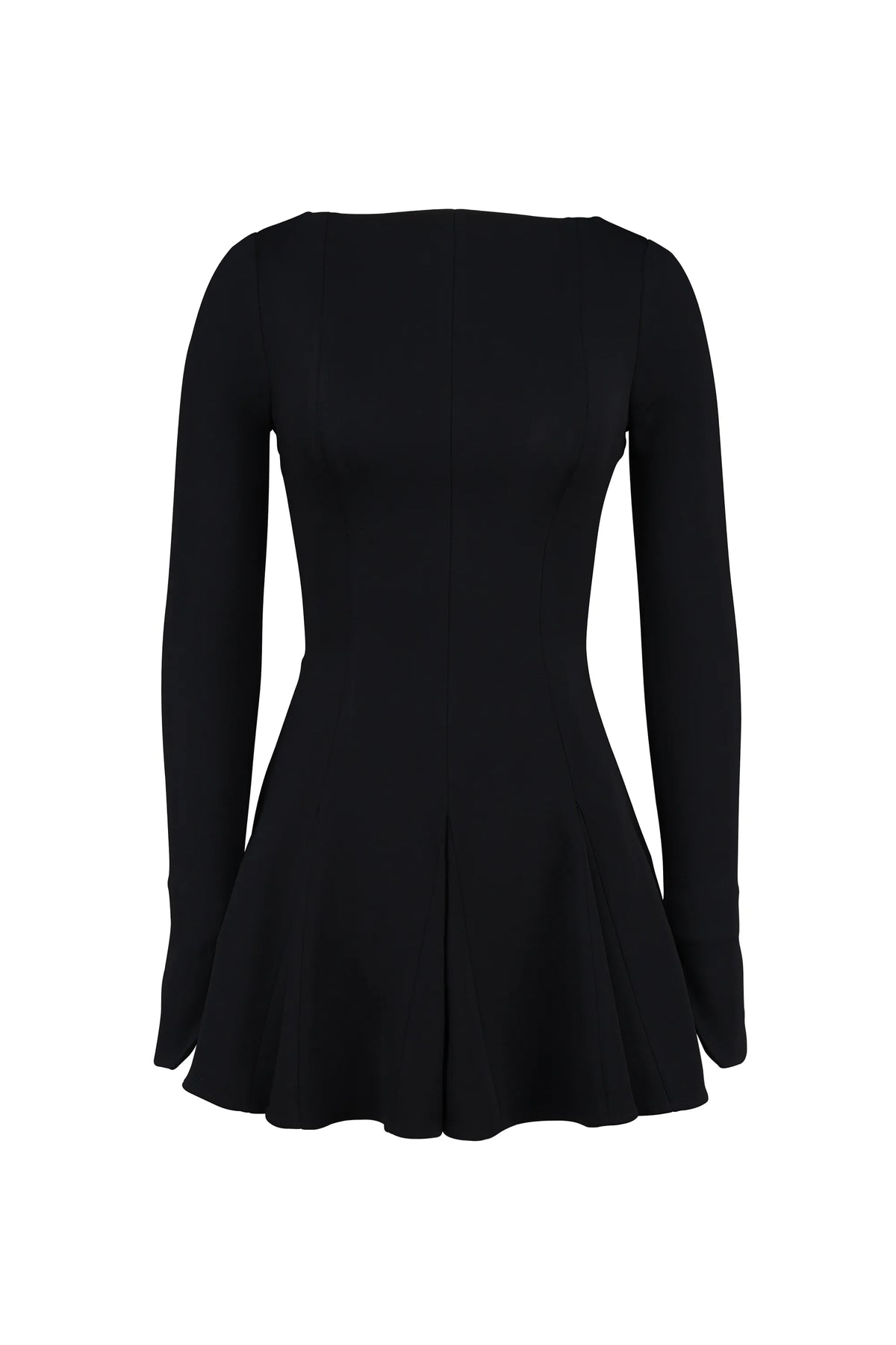 Francesca Black Stretch Crepe Godet Mini Dress