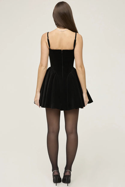 Selina Black Velvet Tulle Mini Dress