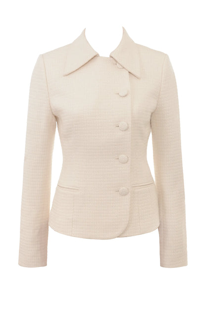 Misha Cream Boucle Button Front Blazer
