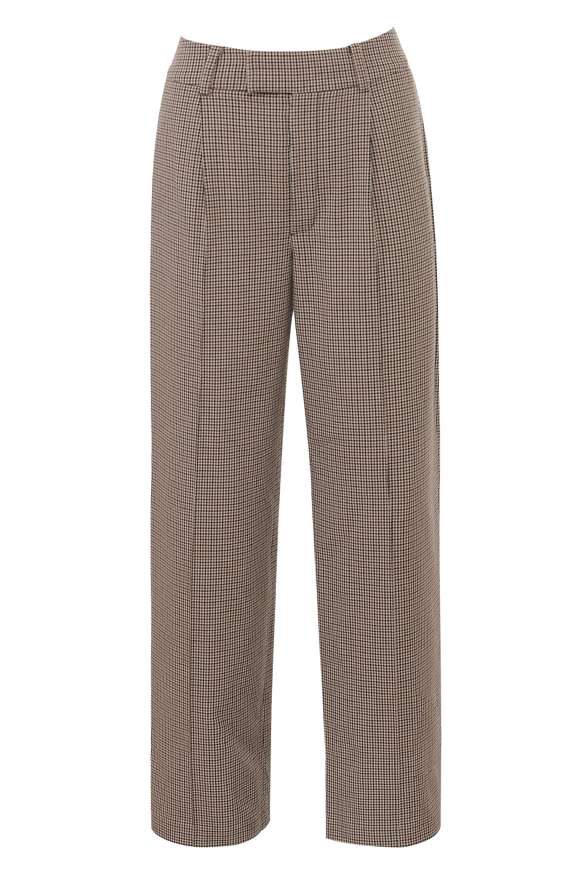 Hayden Brown Puppytooth Wide Leg High Waist Tailored Trousers