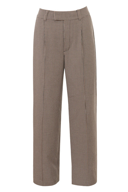 Hayden Brown Puppytooth Wide Leg High Waist Tailored Trousers