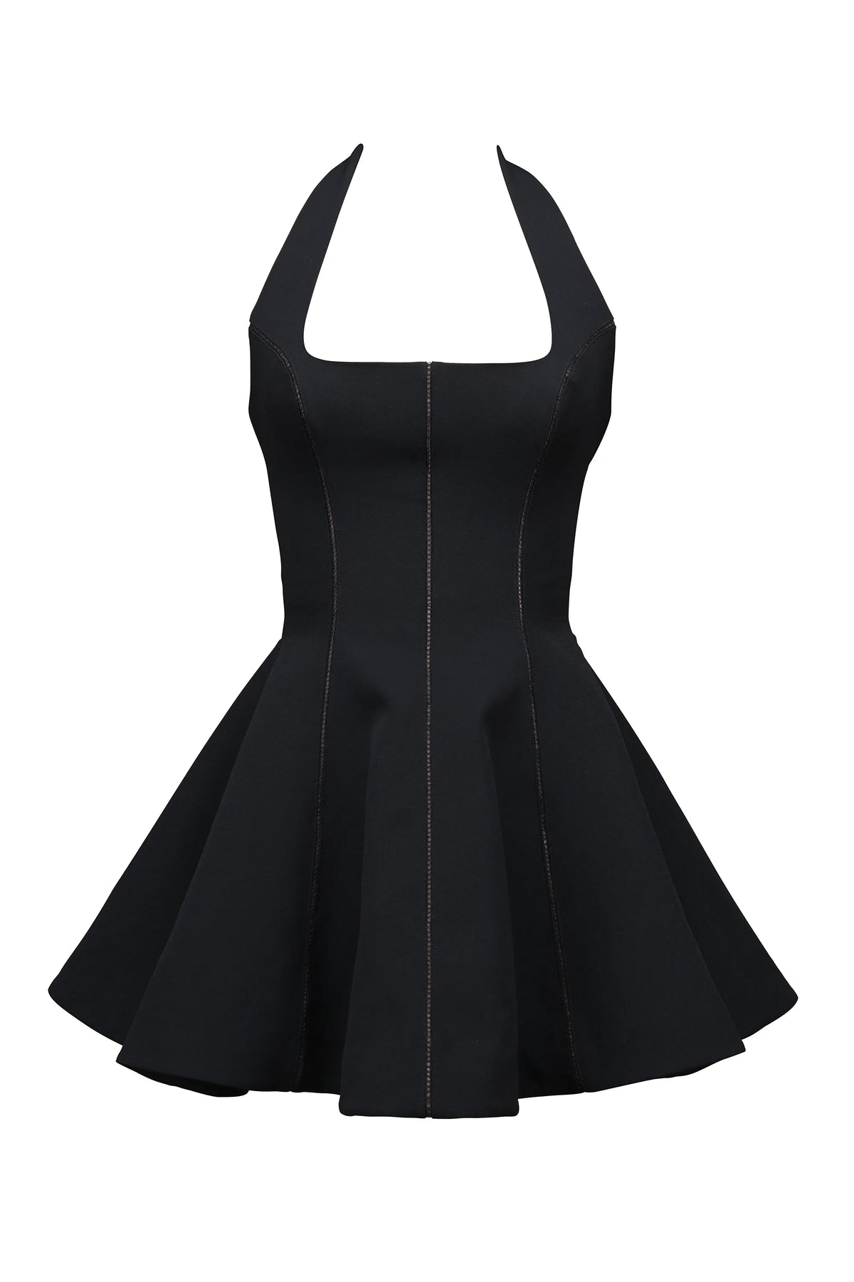 Loulette Black Halter Neck Bow Mini Dress