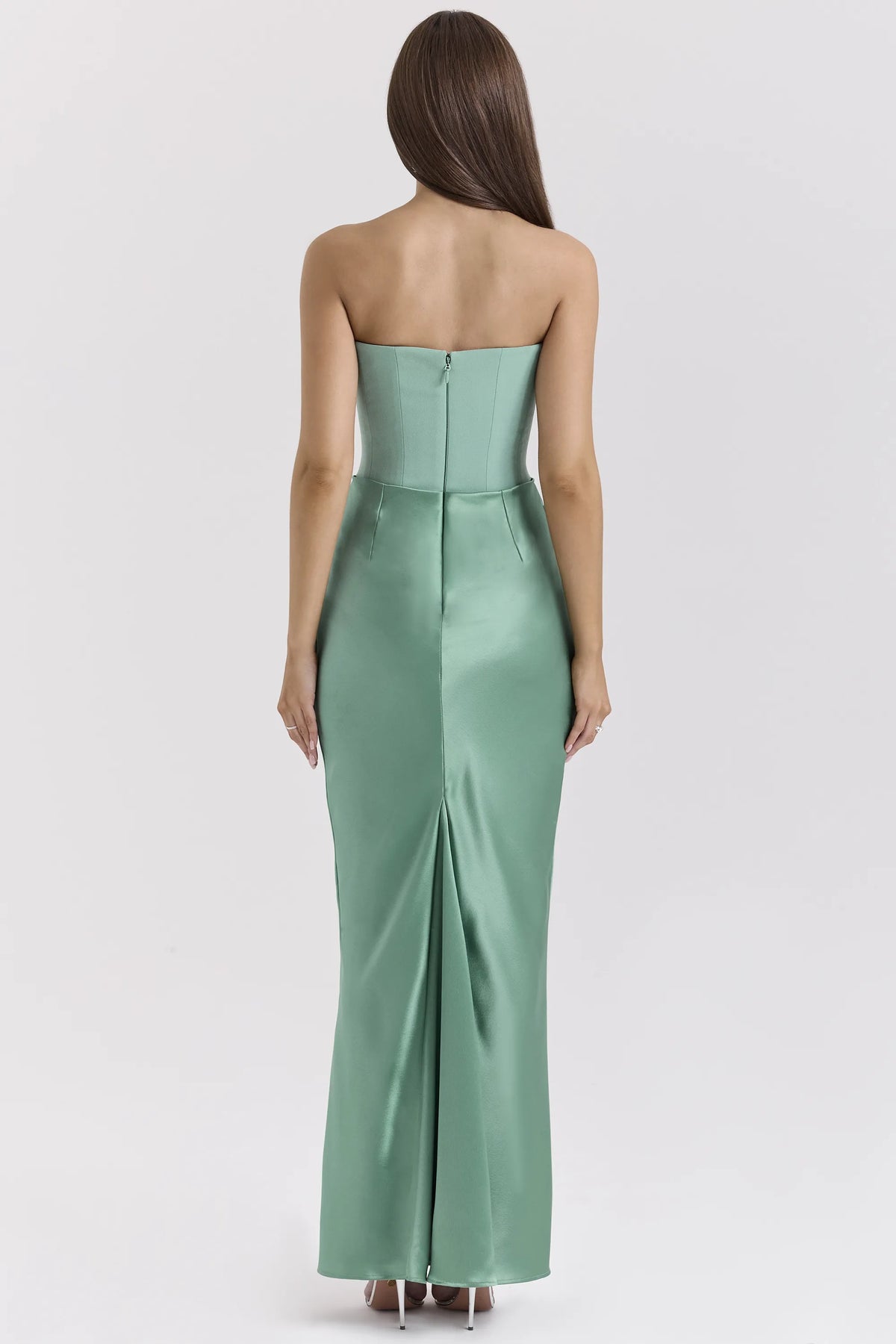 Persephone Jade Strapless Corset Maxi Dress