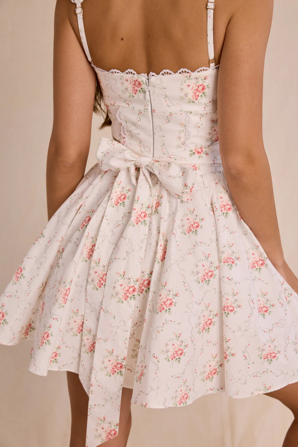Sade Rose Print Stretch Cotton Mini Dress