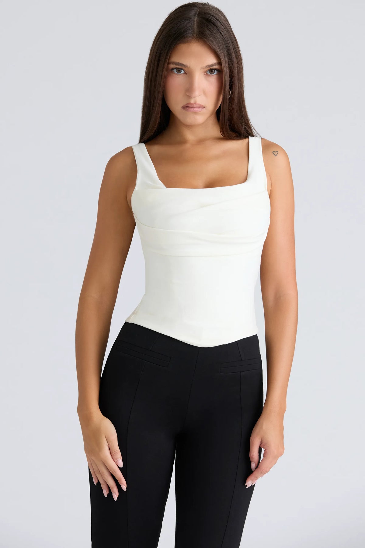 The Drape Neck Ivory Corset Top