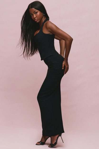 The Maxi Black Panelled Bodycon Skirt