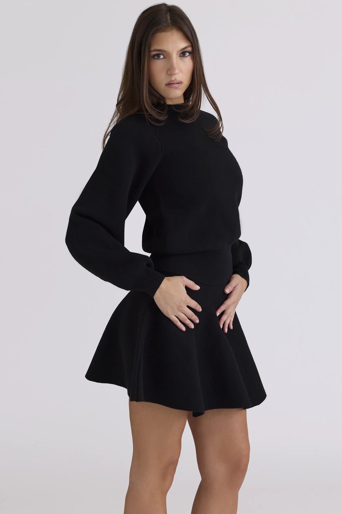 Rosina Black Wool & Cashmere Mini Skirt