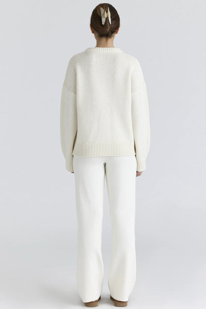 Andie Ivory Merino Wool Knit Trousers