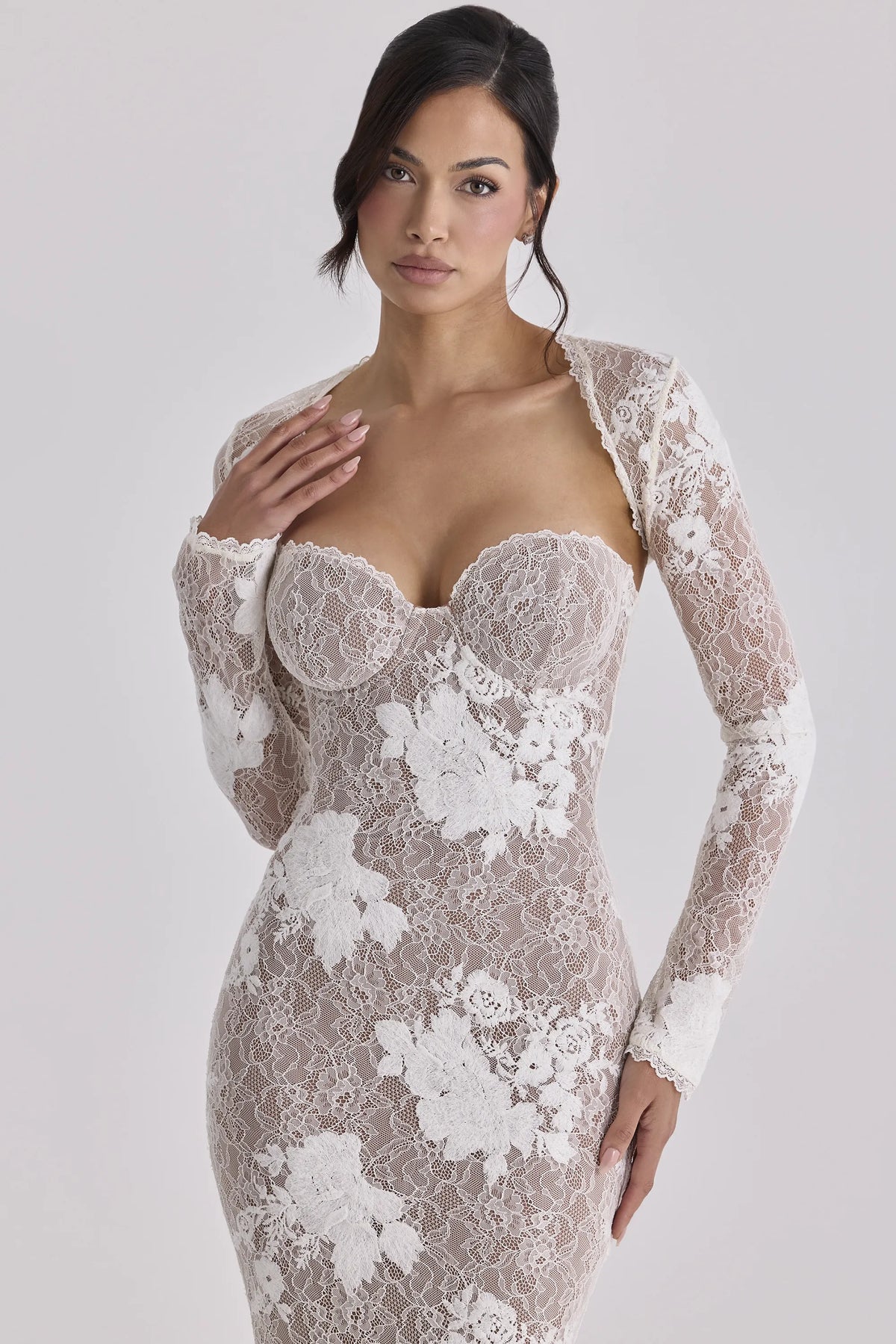 Lucienne Ivory Embroidered Lace Maxi Dress - Limited Edition