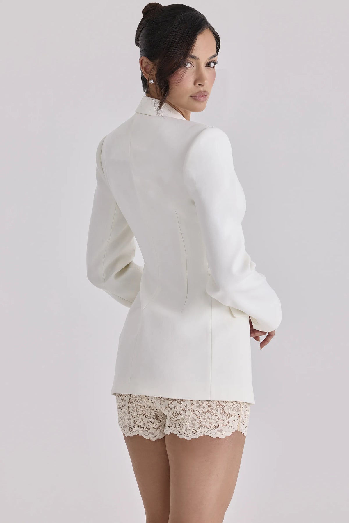 Luella vintage ivory crepe hourglass blazer jacket