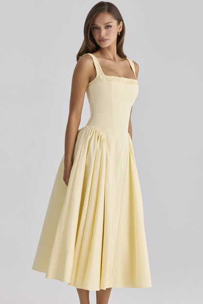 Dorothy Lemon Cotton Midi Sundress