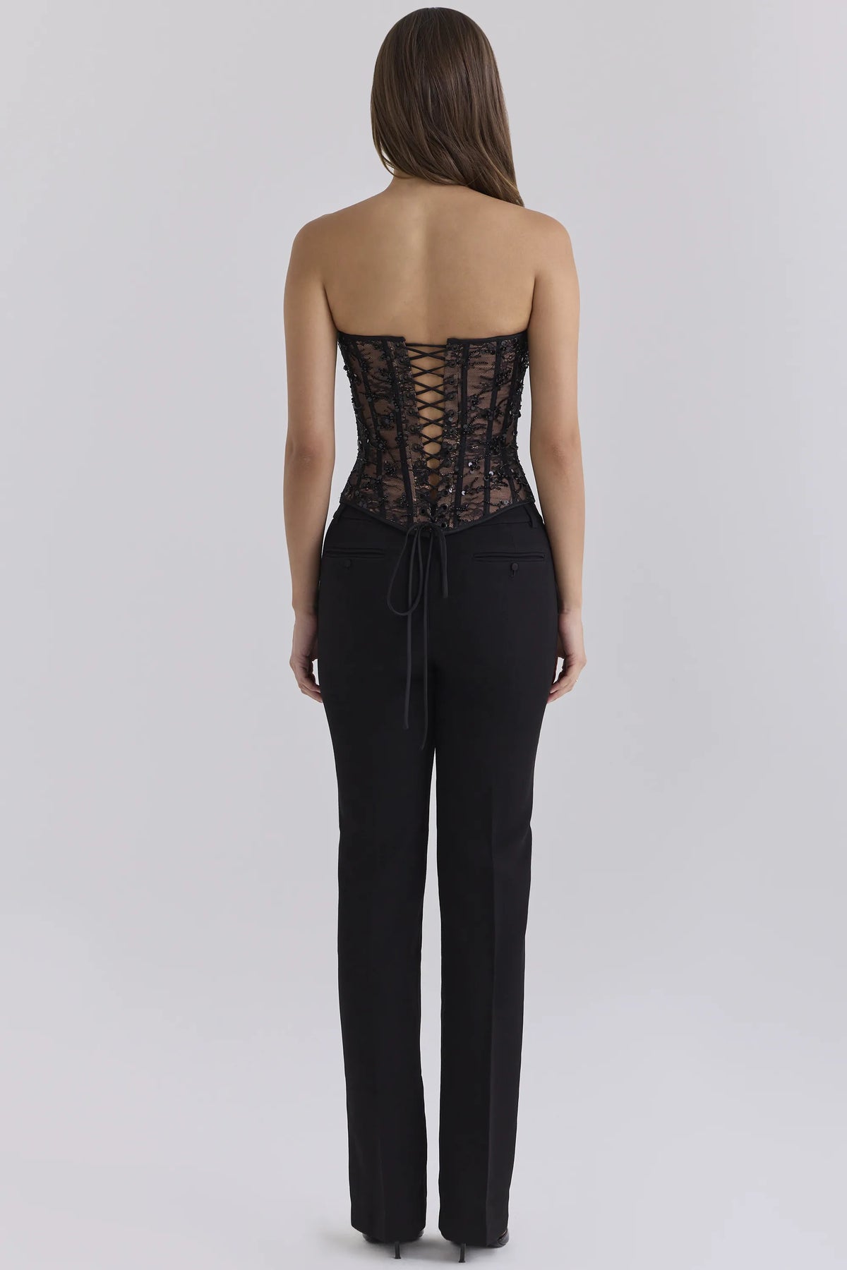 Victoire Black Stretch Twill Mid-Rise Straight Leg Trousers