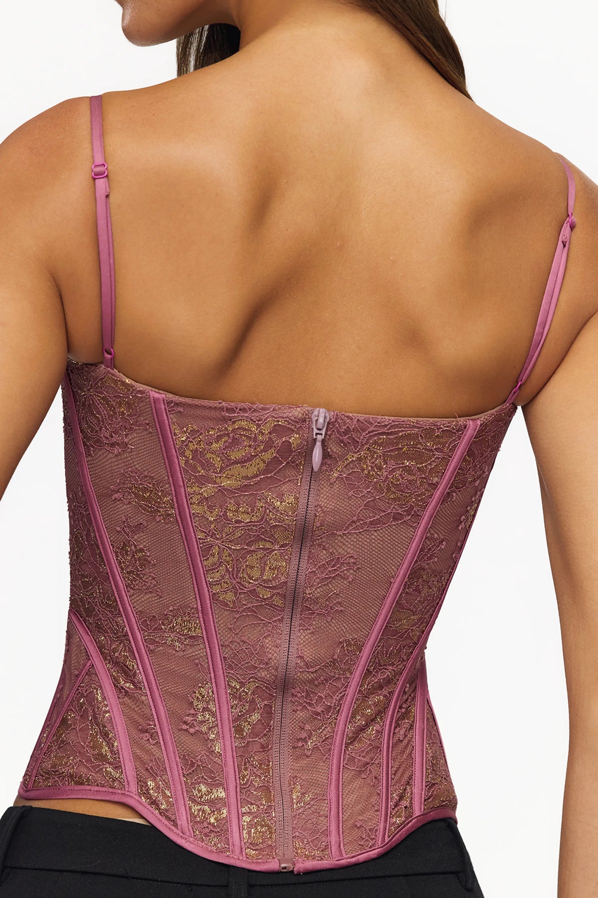 Clairelle Amethyst Metallic Lace Corset Top
